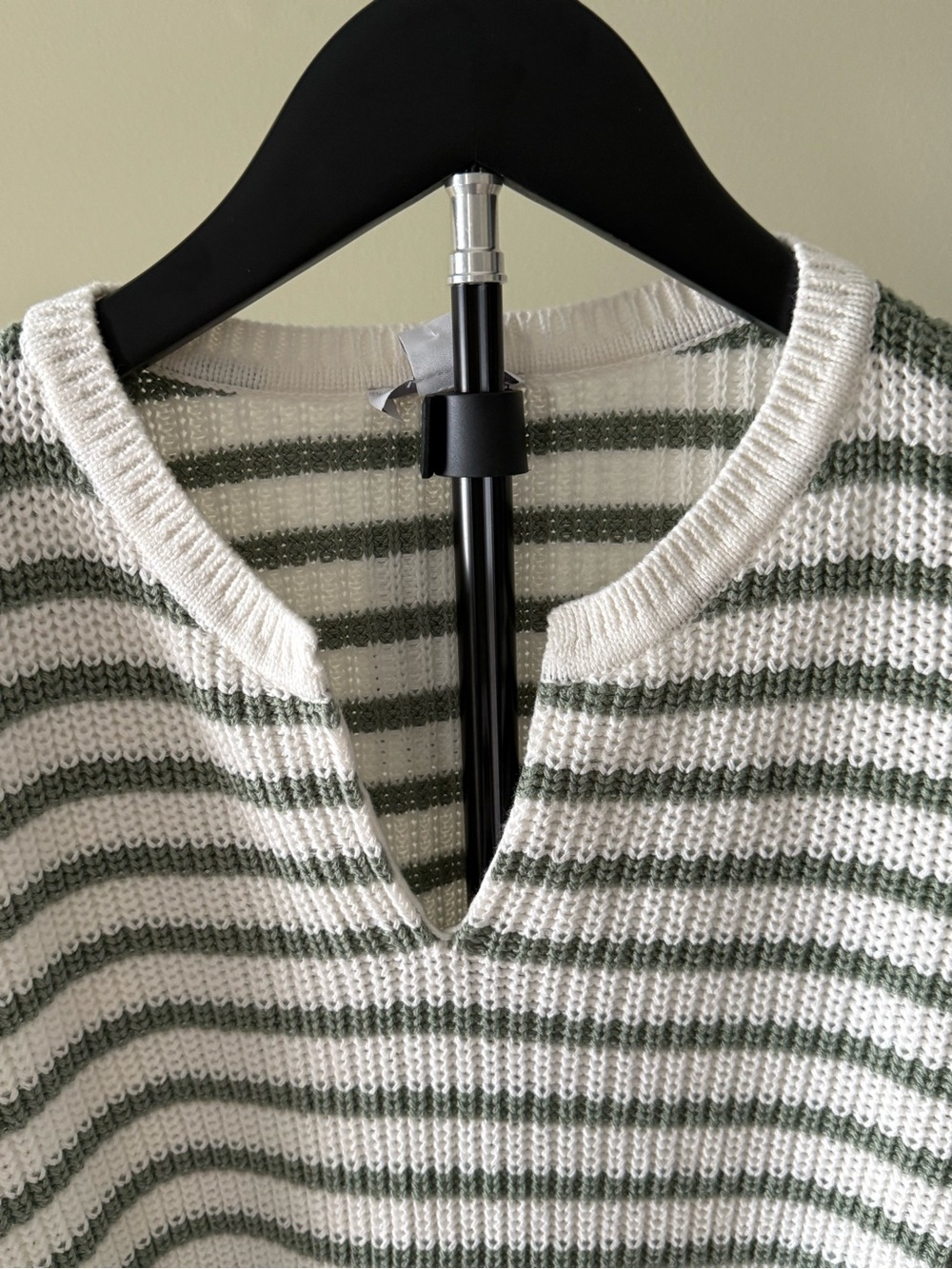 NWT J.Jill Set: Olive Stripe Sweater (21" P2P) Olive Utility Skirt (Sz 10) - Picture 5 of 16